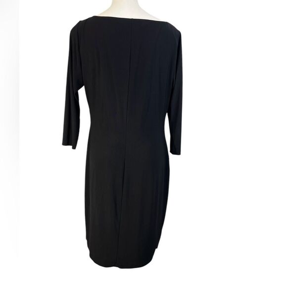 Anne Klein dress XL black multicolor floral 3/4 sleeve knee length office church - Picture 4 of 5